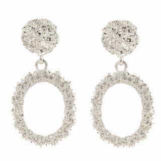 Modische Ohrringe Oval, Hellsilber - nur noch 12 Paar!