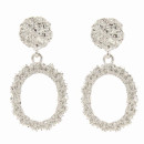 Fashionable earrings oval, light silver