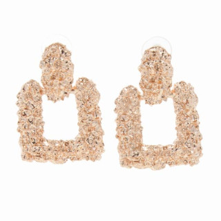 Fashionable earrings square, rose gold
