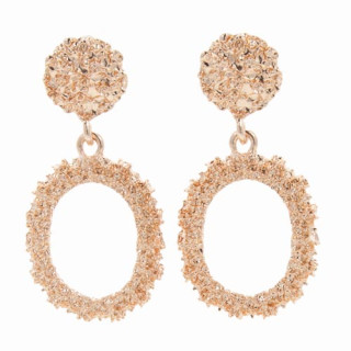 Fashionable earrings oval, rose gold