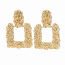Fashionable earrings square, gold
