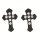 Stainless steel earrings cross with stones, Black