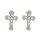 Stainless steel earrings cross with stones, Silver