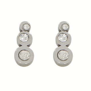 Stainless steel earrings with stones, Silver