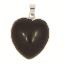 Pendant heart, black agate, 25mm