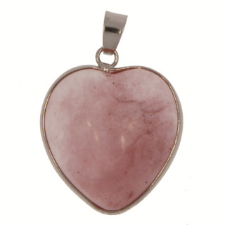 Pendant heart, watermelon quartz, 25mm