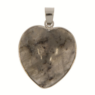Pendant heart, black labradorit, 25mm