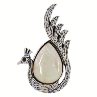 Pendant/brooch swan, shell white