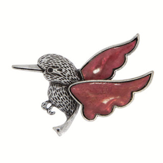 Pendant/brooch Bird, Shell red