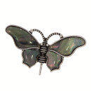 pendant/brooch butterfly, shell, grey-green
