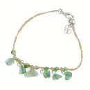Bracelet straw with natural stones, green aventurine