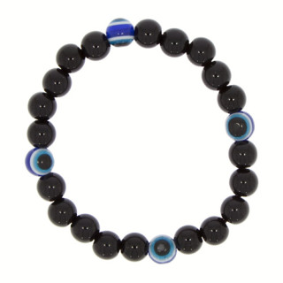 Glass bracelet, 8mm, black-blue