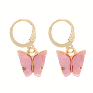 Earrings Butterfly, shell, gold-purple
