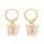 Earrings Butterfly, shell, gold-pink