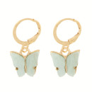Earrings Butterfly, shell, gold-turquoise