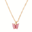 Halskette Schmetterling, Perlmutt, Gold-Rosa