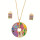 Necklace + earrings stainless steel, gold-mixed