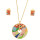 Necklace + earrings stainless steel, gold-mixed