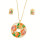 Necklace + earrings stainless steel, gold-mixed