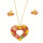 Necklace + earrings stainless steel, gold-mixed