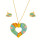 Set:Halskette + Ohrringe Edelstahl emailiert, Gold-bunt