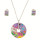 Set:Halskette + Ohrringe Edelstahl emailiert, Silber-bunt