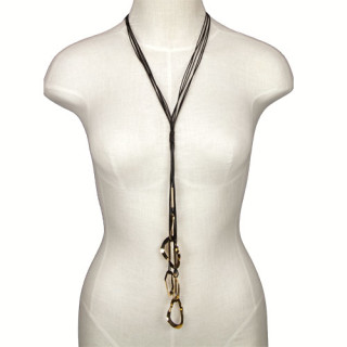 Long necklace, black-gold