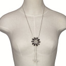 Adjustable long necklace, silver-grey