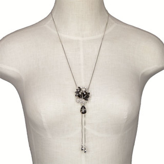 Adjustable long necklace, silver-grey