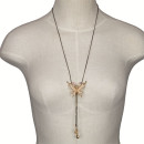 Adjustable long necklace, black/gold-beige