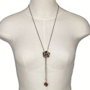 Adjustable long necklace, black-gold