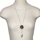 Adjustable long necklace, silver-purple