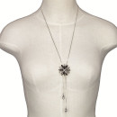 Adjustable long necklace, silver-grey/clear