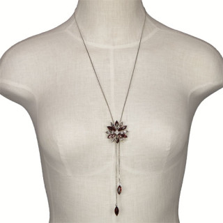 Verstellbare lange Modekette, Silber-Lila/Klar