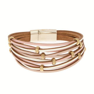 Fashionable leather bracelet with magnetic clasp