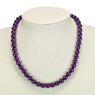 Magnetic pearl necklace, 8mm purple