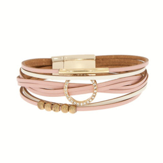 Fashionable leather bracelet with magnetic clasp