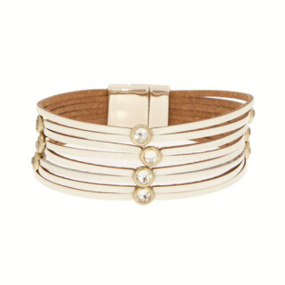 Fashionable leather bracelet with magnetic clasp