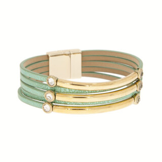 Fashionable leather bracelet with magnetic clasp - only 4pcs left!