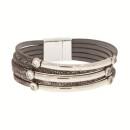 Fashionable leather bracelet with magnetic clasp