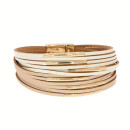 Fashionable leather bracelet with magnetic clasp