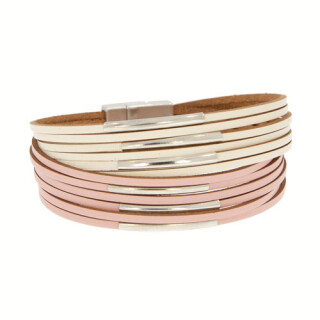 Fashionable leather bracelet with magnetic clasp