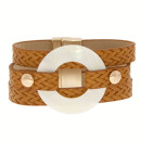 Lleather bracelet with shell and magnetic clasp