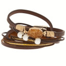 Leather bracelet, 40cm, with agate + magnetic clasp