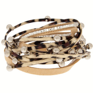 Leather bracelet, 40cm, with agate + magnetic clasp