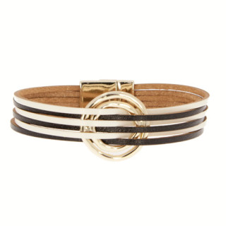 Fashionable leather bracelet with magnetic clasp - only 4pcs left!