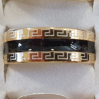 Stainless steel ring, gold-black