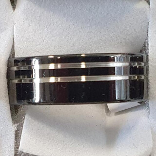 Stainless steel ring, silver-black