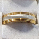 Stainless steel ring, gold-white