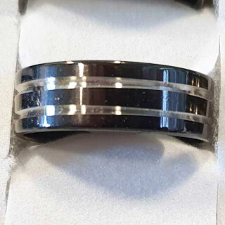Edelstahlring, Silber-Schwarz